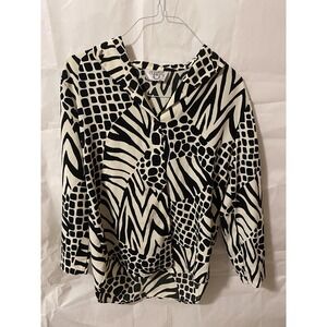 Cervelle Animal Print Black And White Button Blouse Size: M-L